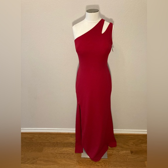 NWT Red One-shoulder Dress with Slit - Picture 2 of 5